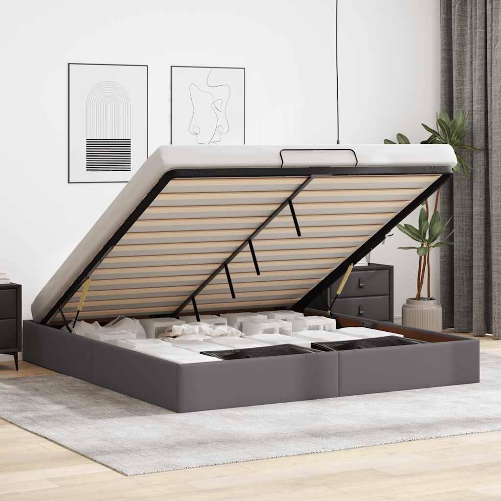 Osmannisk sengeramme uden madras 200x200 cm kunstlæder grå billede