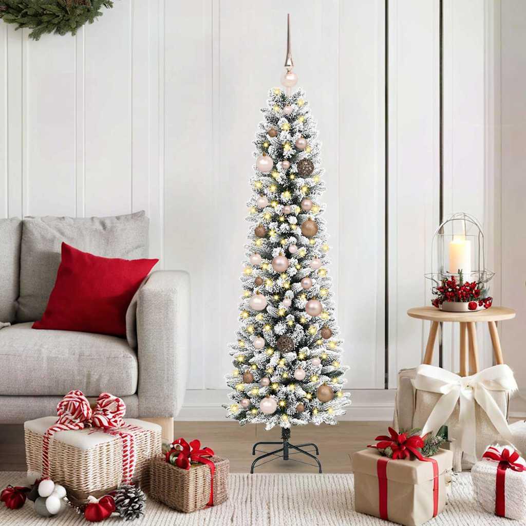 Kunstigt juletræ med stativ Hvid 150 cm PVC og metal og plast billede