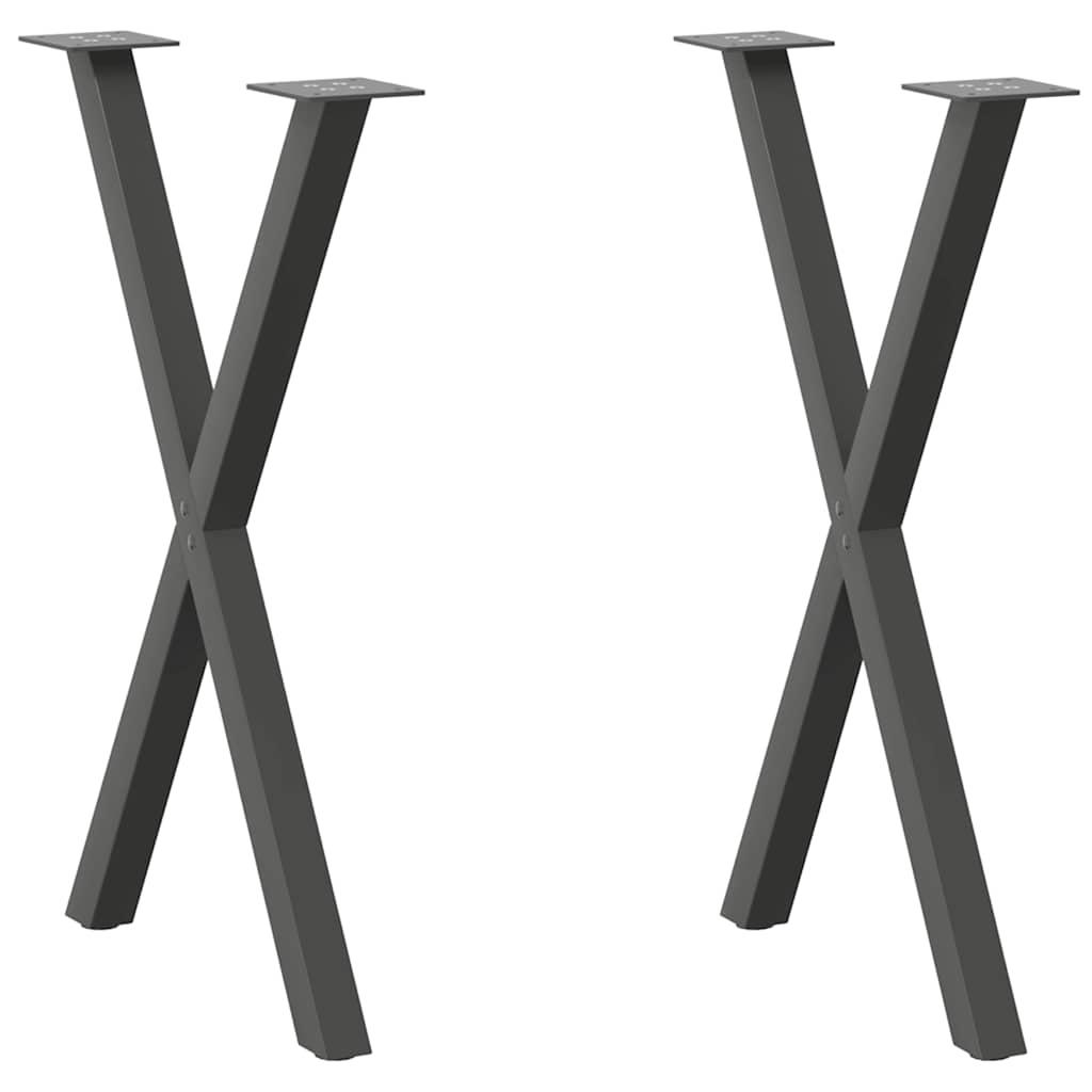 Spisebordsben X-formet 2 stk. antracit 50x(72-73) cm stål billede