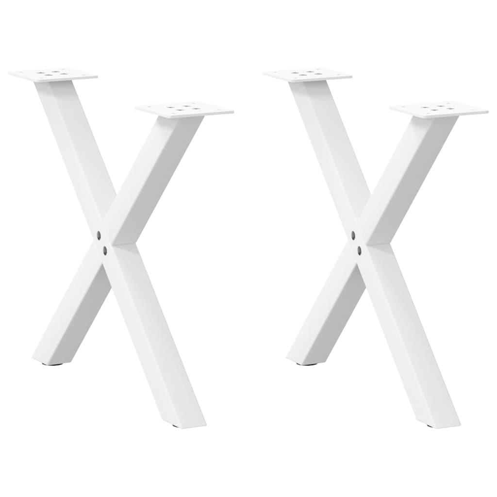 Sofabordsben X-formet 2 stk. hvid 50x(42-43) cm stål billede