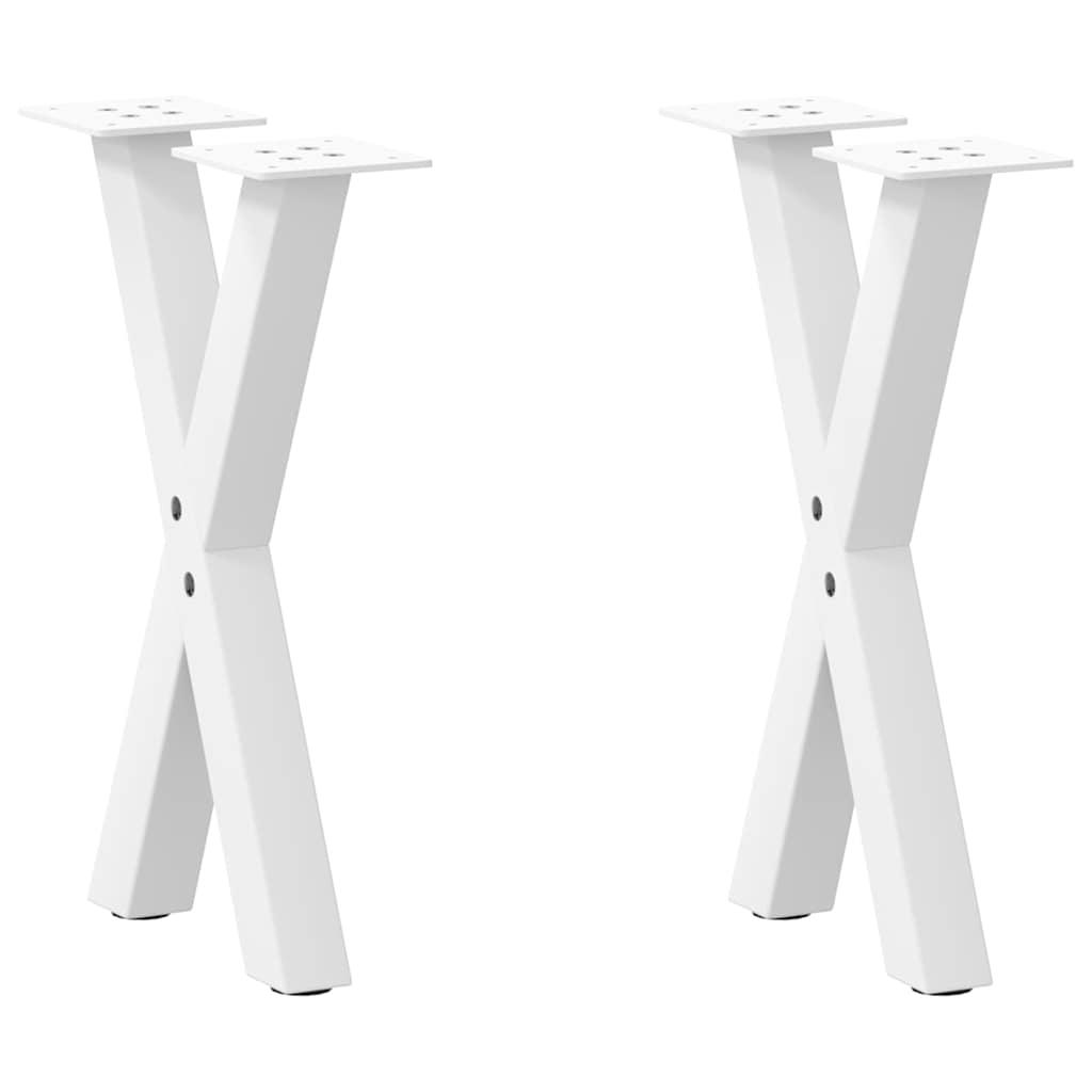 Sofabordsben X-formet 2 stk. hvid 28 x (42-43) cm stål billede