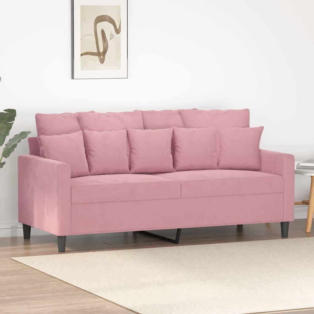 2-personers sofa 140 cm fløjl lyserød billede