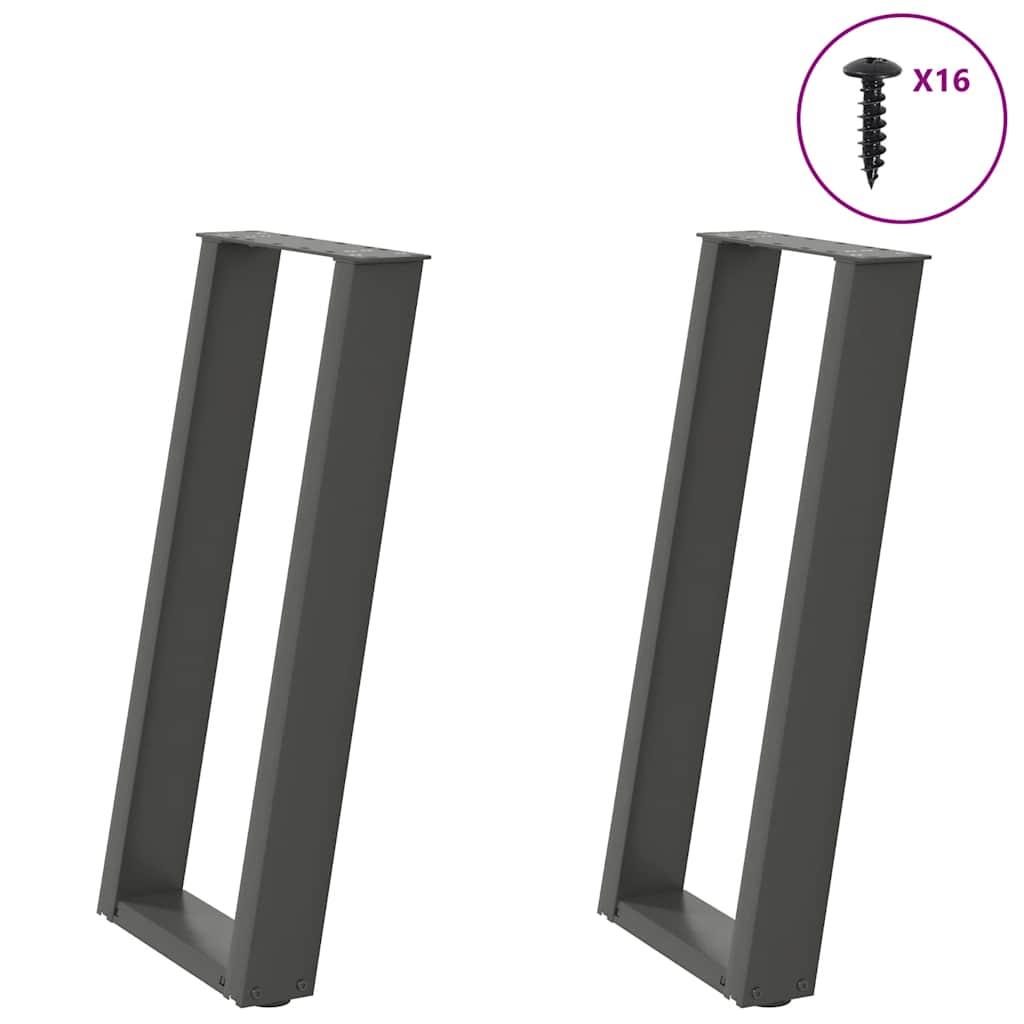 Konsolbordben U-formet 2 stk. antracit 38 x (72-73) cm stål billede