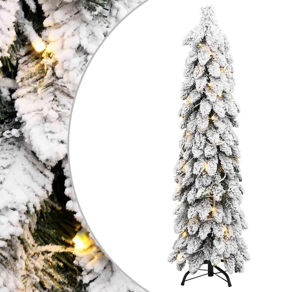 Kunstigt juletræ med 80 LED'er og sne 150 cm billede