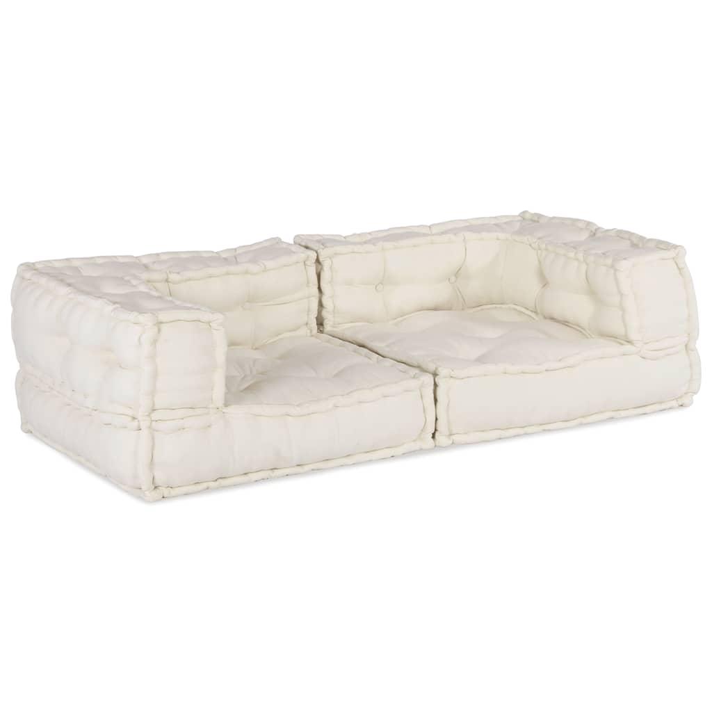 Modulpuf stof 140x70x36 cremefarvet billede