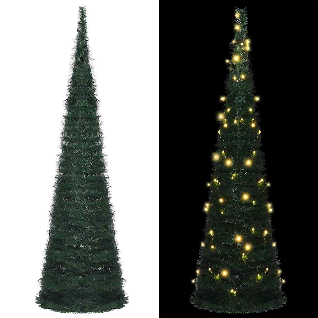 Kunstigt pop op-juletræ med lys 150 cm grøn billede