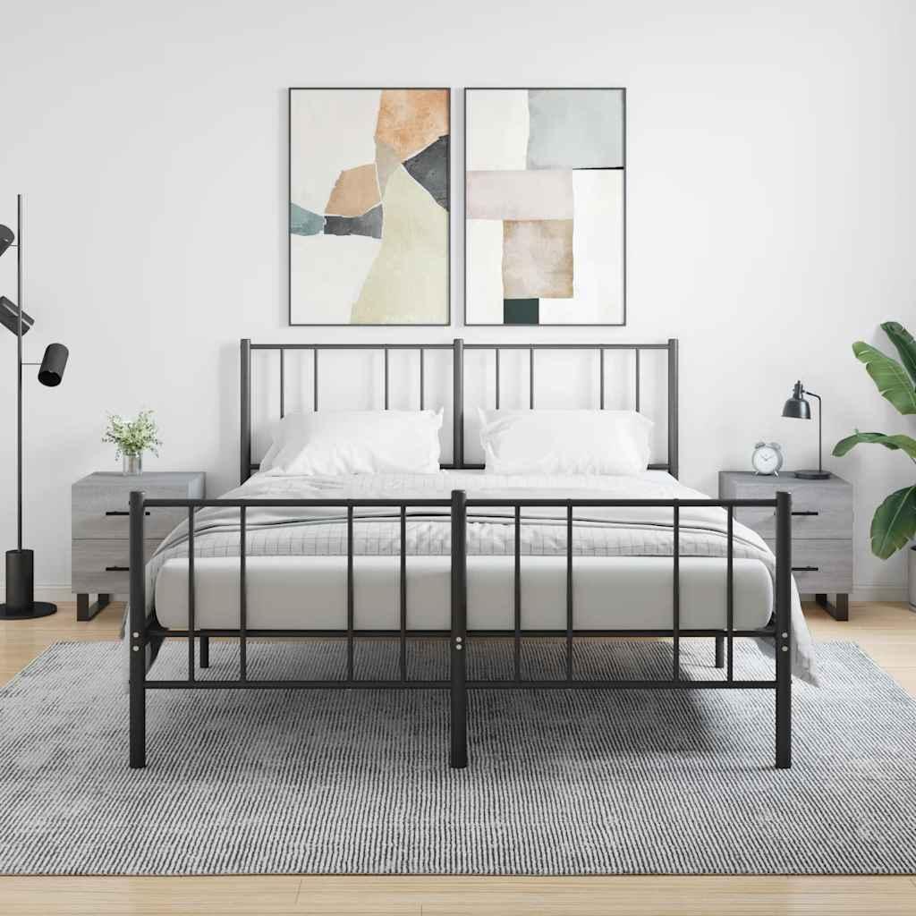 Sengeborde 2 stk. 40x35x47,5 cm konstrueret træ grå sonoma-eg billede