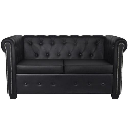 2-personers og 3-personers Chesterfield sofaer kunstlæder sort