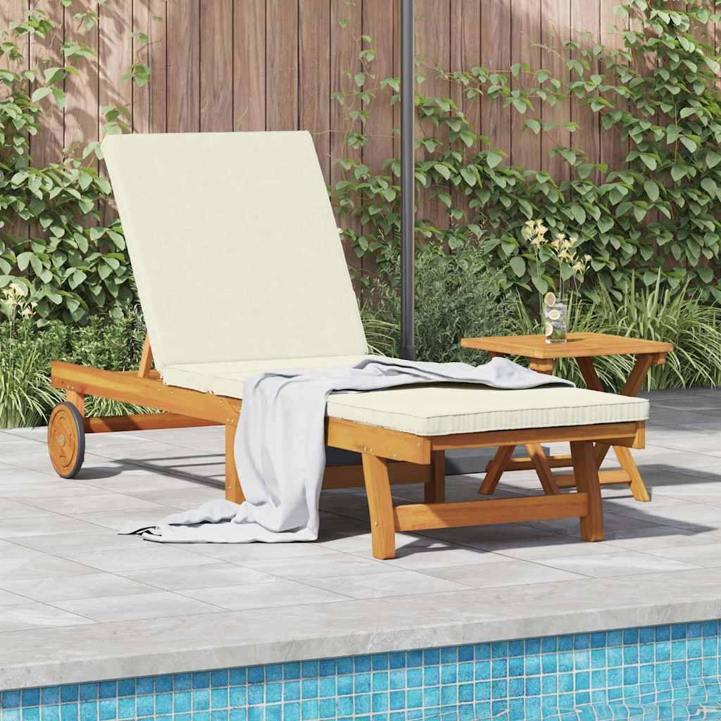 Solstol med pude Brun 63 x 199 x 85cm Massivt akacietræ billede