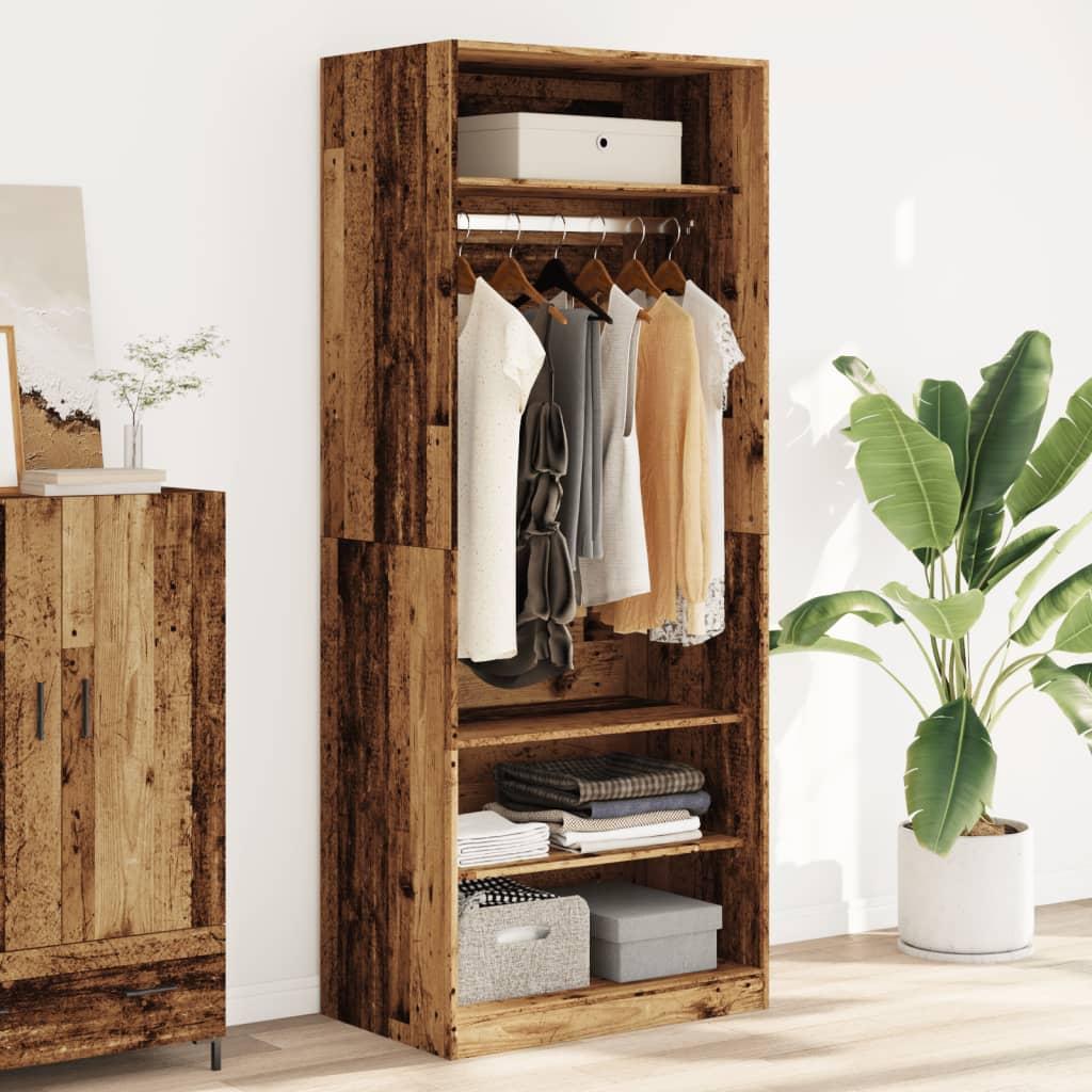 Klædeskab 80x50x200 cm konstrueret træ gammelt træ-look billede