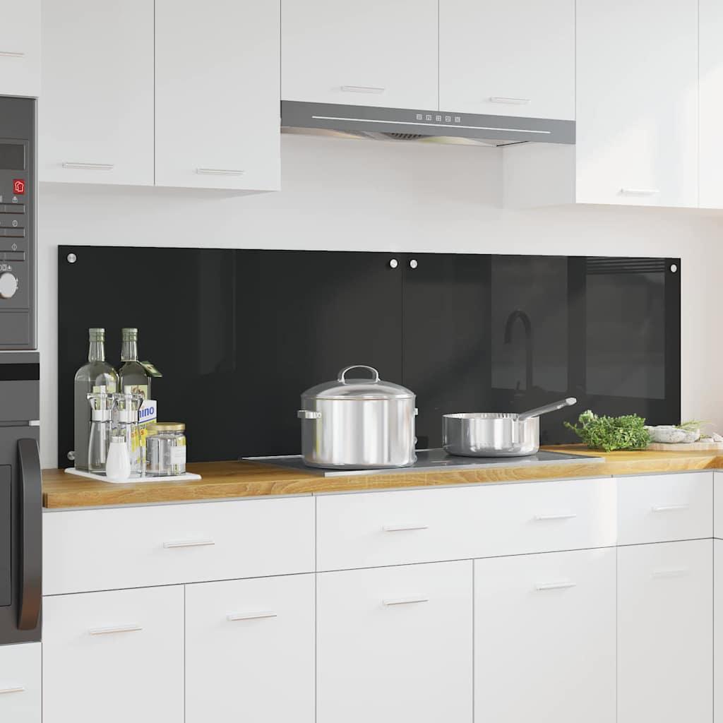 Køkken bagvæg Sort 90 x 50 cm hærdet glas billede