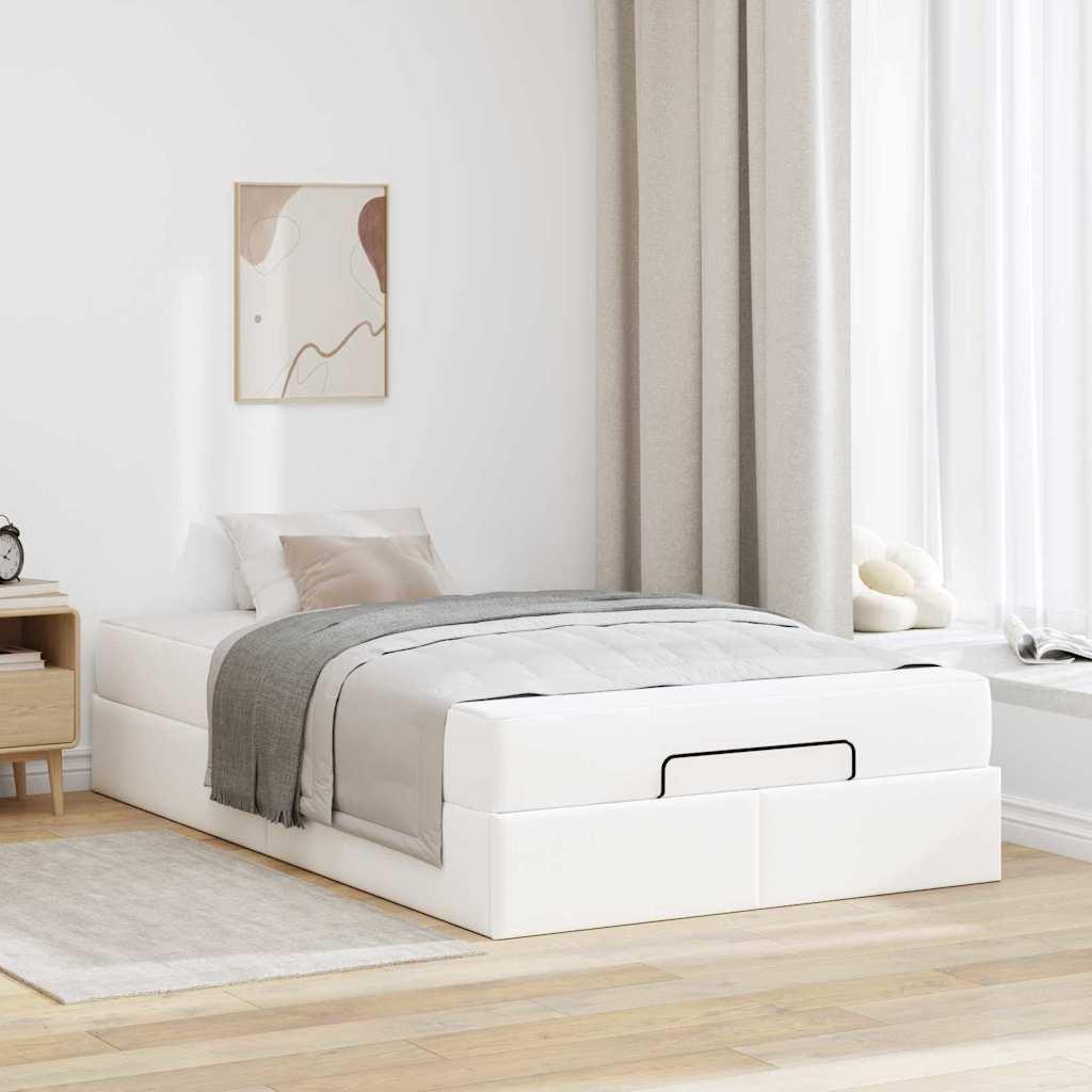 Sengeramme med madras med madras 2 stk Hvid PVC billede