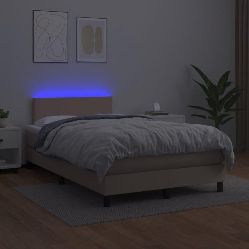 Kontinentalseng med LED-lys 120x190 cm - kunstlæder, cappuccino