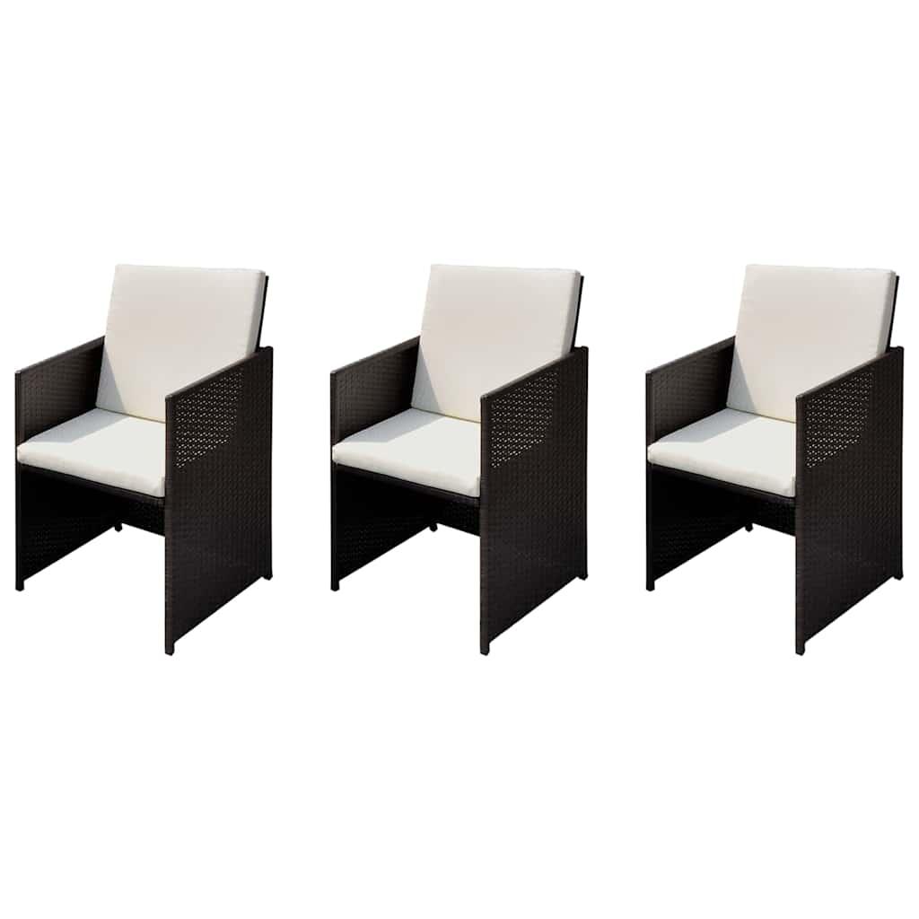 Havestole 3 stk Brun 56 x 52 x 87 cm Poly rattan billede