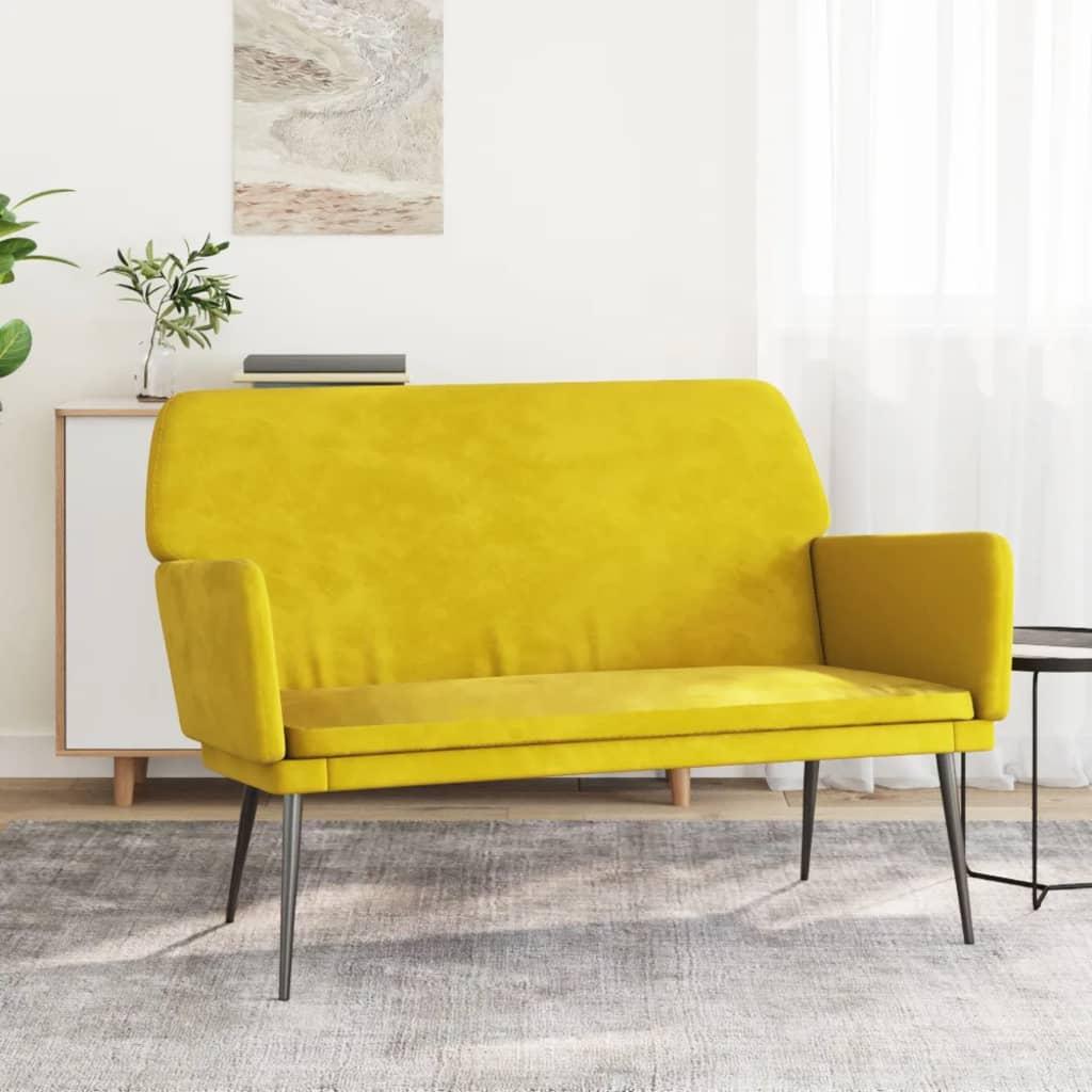 Bænk 108x79x79 cm velour gul billede