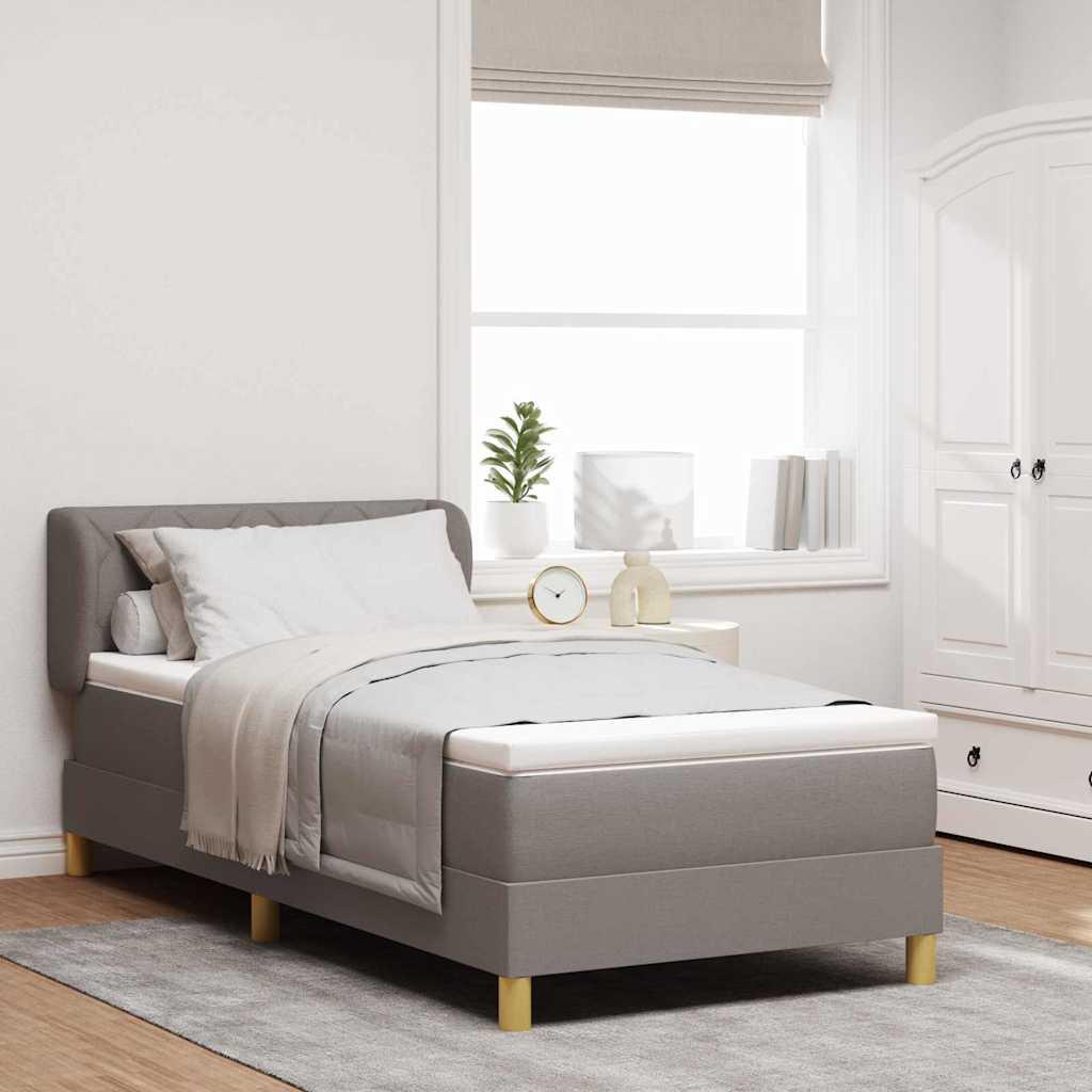Kontinentalseng med madras Gråbrun 90 x 190 cm Stof billede