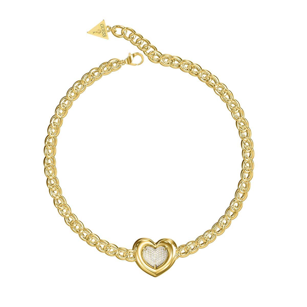Armbånd dame Guess - elegant guldlook med hjertevedhæng billede