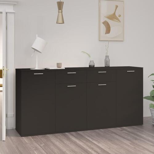 Skænk 160x36x75 cm konstrueret træ sort