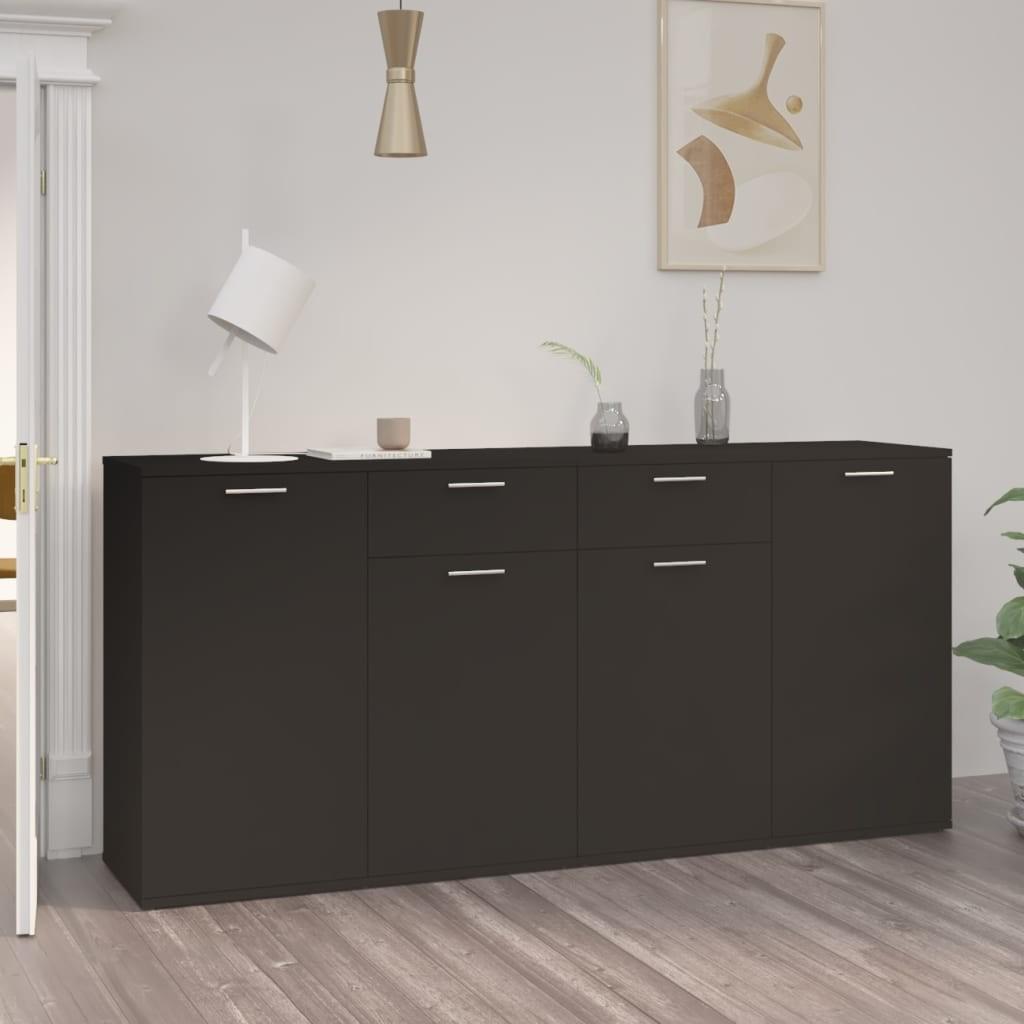 Skænk 160x36x75 cm konstrueret træ sort