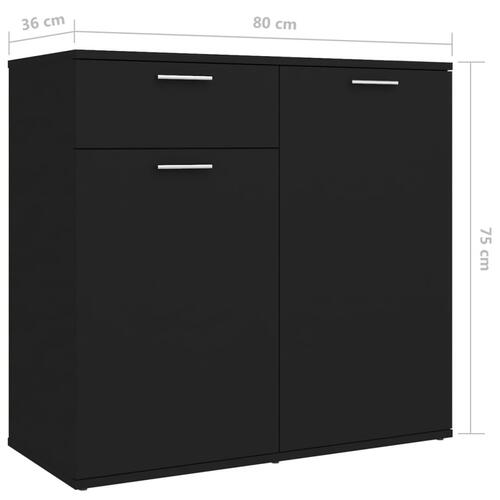 Skænk 160x36x75 cm konstrueret træ sort