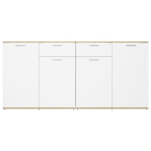 Skænk 160x36x75 cm konstrueret træ hvid og sonoma-eg