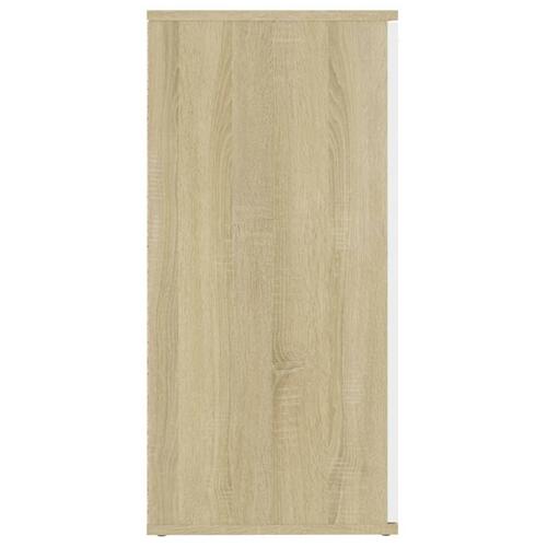 Skænk 160x36x75 cm konstrueret træ hvid og sonoma-eg
