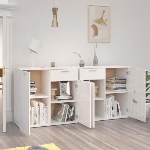 Skænk 160x36x75 cm konstrueret træ hvid højglans