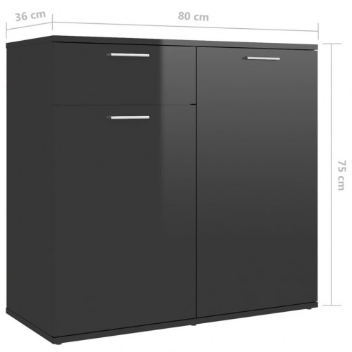 Skænk 160x36x75 cm konstrueret træ sort højglans
