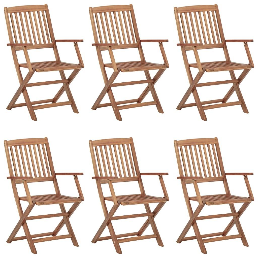 Foldbare havestole 6 stk. massivt akacietræ