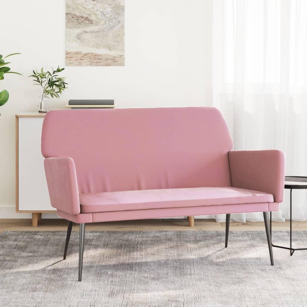 Bænk 108x79x79 cm velour lyserød billede