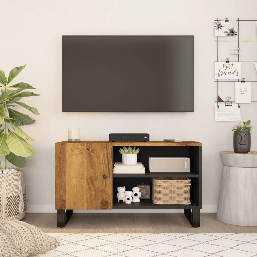 Tv-bord 80x33x46 cm massivt mangotræ og konstrueret træ billede