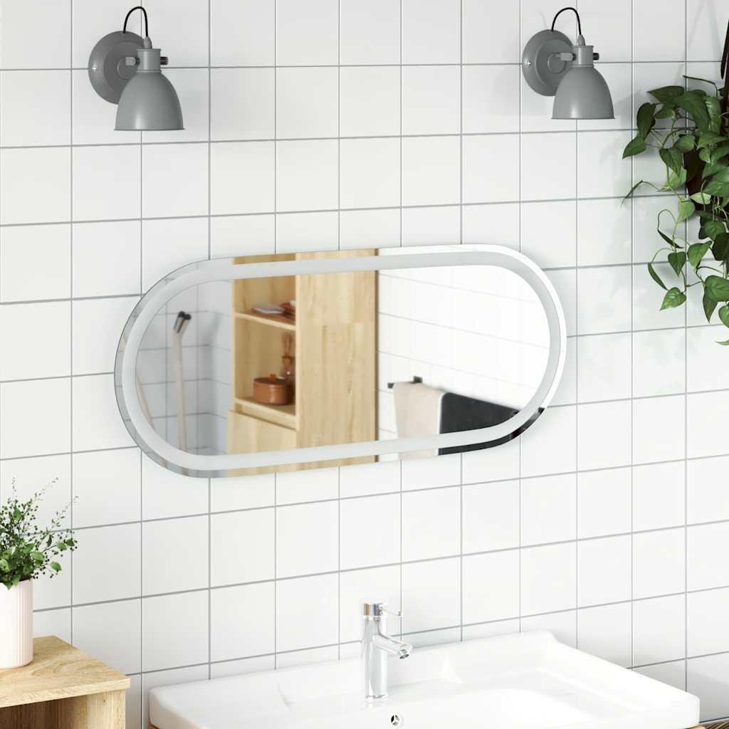 LED-badeværelsesspejl 90x40 cm oval billede