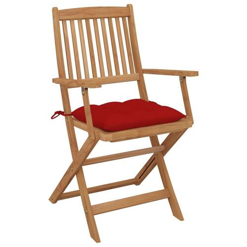 Foldbare havestole 8 stk. med hynder massivt akacietræ