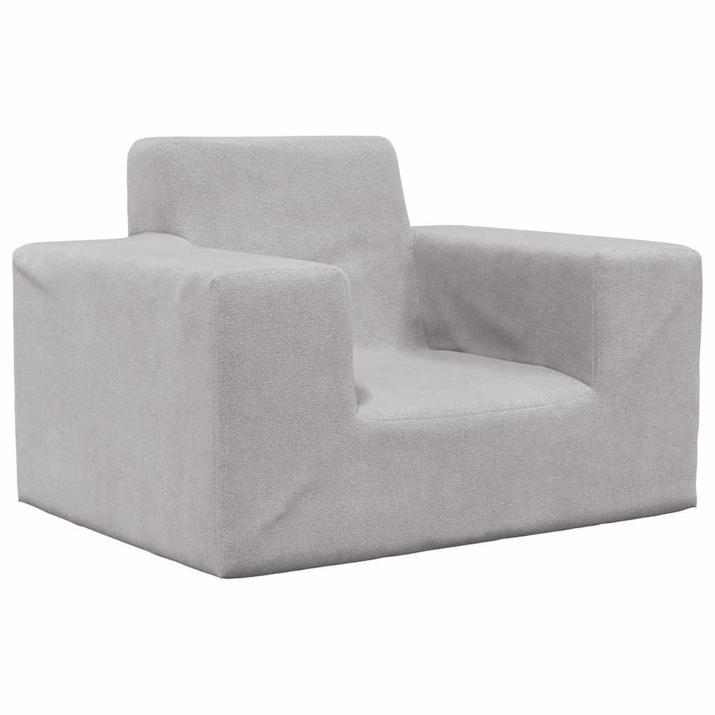 Sofa til børn blødt plys lysegrå billede