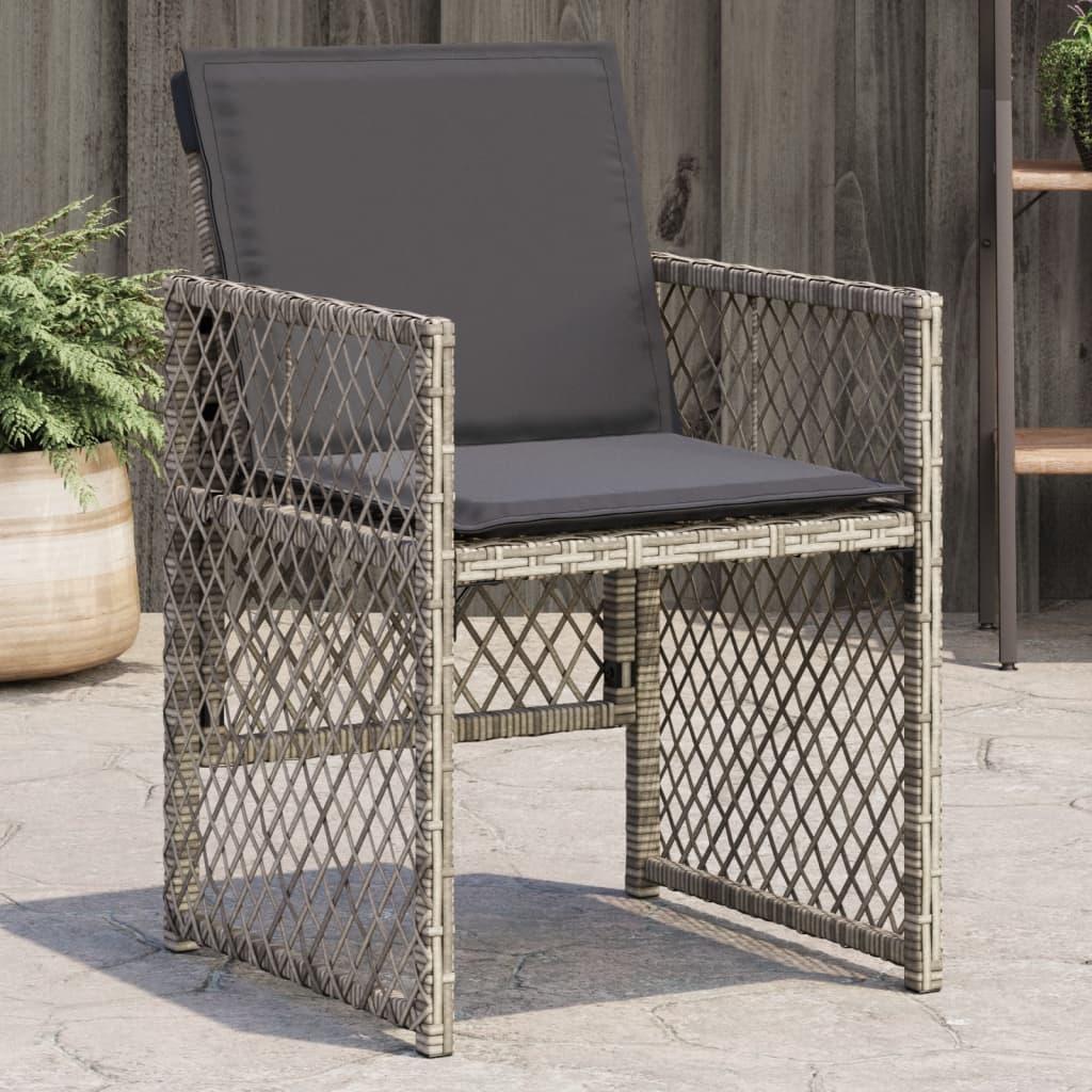 Havestole med hynder 4 stk. polyrattan grå billede