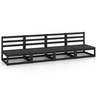 4-personers havesofa massivt fyrretræ sort