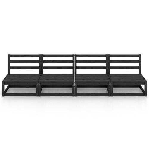 4-personers havesofa massivt fyrretræ sort