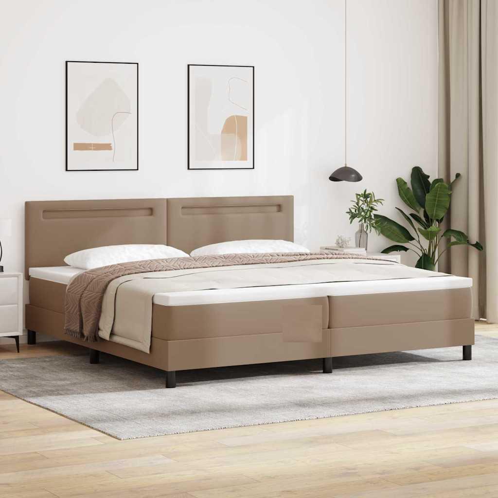Kontinentalseng med madras Cappuccino 200 x 200 cm Kunstlæder billede