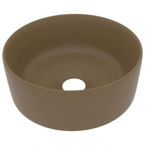 Rund håndvask i keramik 40 × 15 cm - mat cremefarvet