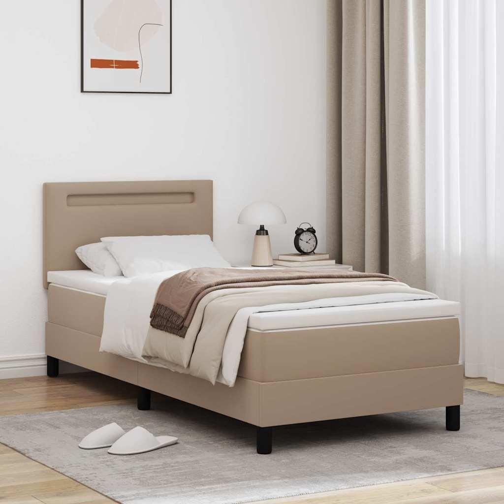 Kontinentalseng med madras Cappuccino 90 x 190 cm Kunstlæder billede