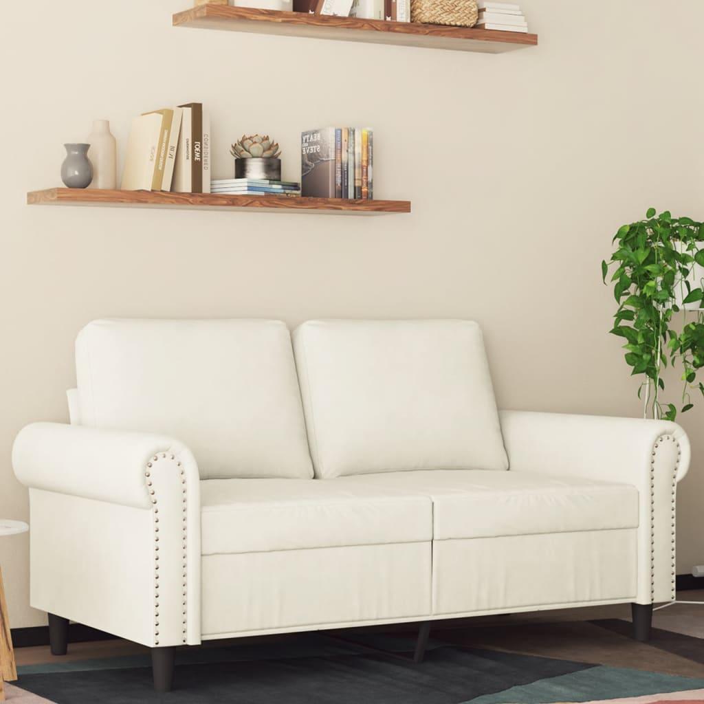 2-personers sofa 120 cm velour cremefarvet billede