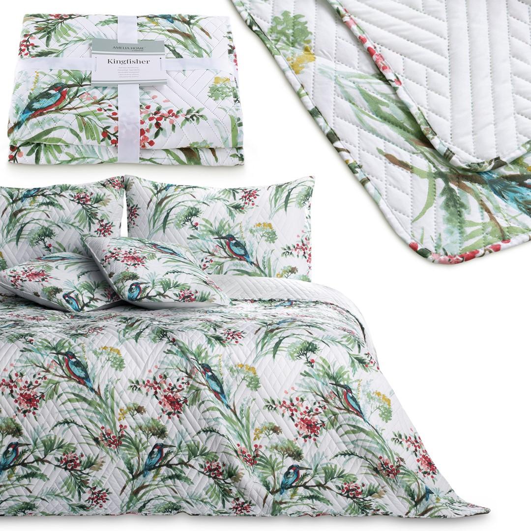 Sengetæppe AmeliaHome Kingfisher 170×270 cm - hvid, boho, mikrofiber billede