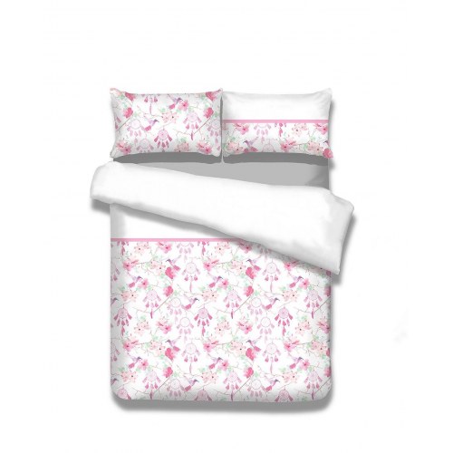 Sengetøj sæt flannel hvid med blomster 155x220 cm + 80x80 cm (2+2) AmeliaHome Snuggy