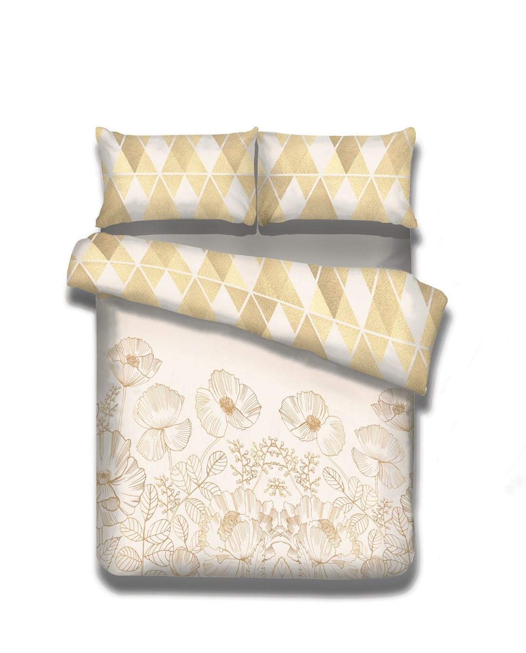 Sengetøj sæt flannel 100 % bomuld - gul blomst 155x220 cm + 80x80 cm (2+2) AmeliaHome Snuggy