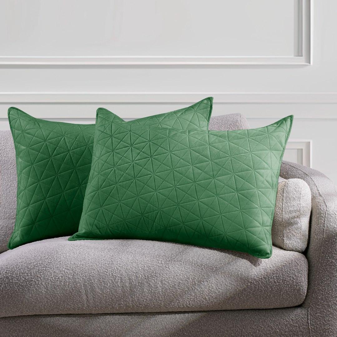 Pudebetræk 50x70 - RESTILO Laila, flaskegrøn, præget fløjl polyester (sæt á 2) billede