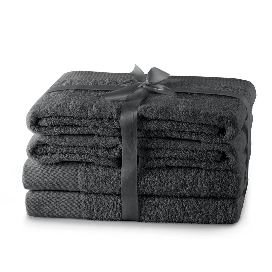 Håndklædesæt AmeliaHome Amari - grafit, 2×70×140 + 4×50×100, 100 % bomuld billede