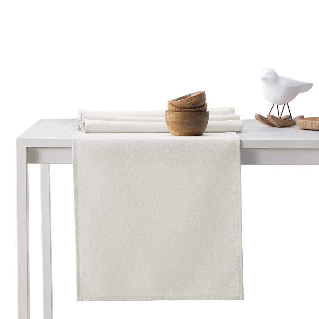 Dug creme - DecoKing Pure, glat klassisk, 115×300 cm + bordløber 35×300 cm billede