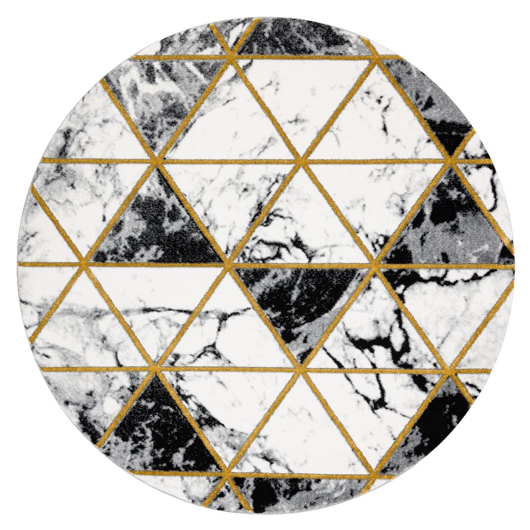 Rundt gulvtæppe Hakano Estema MarbleTriangles - sort/hvid 120 cm billede