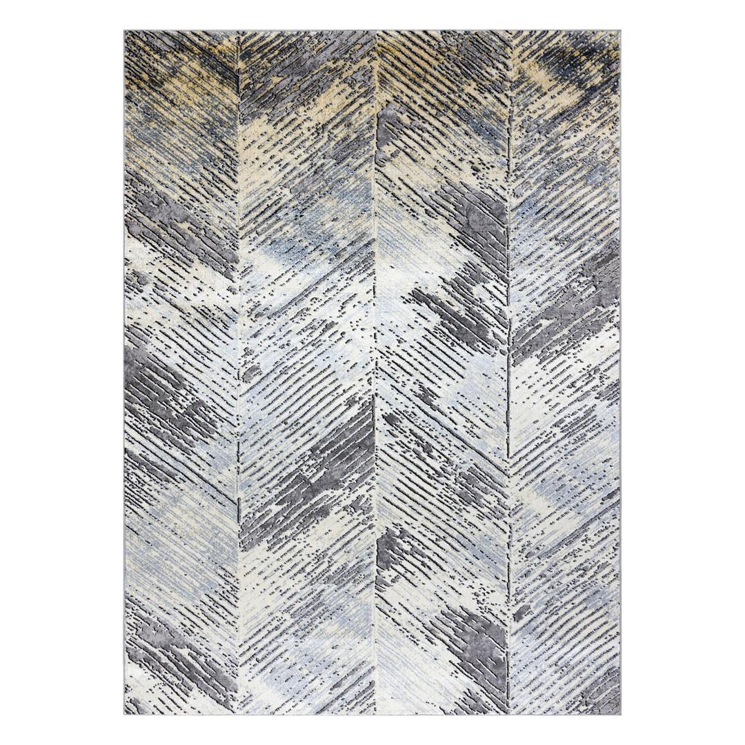 Gulvtæppe grå 120x170 - Hakano Welli Chevron billede