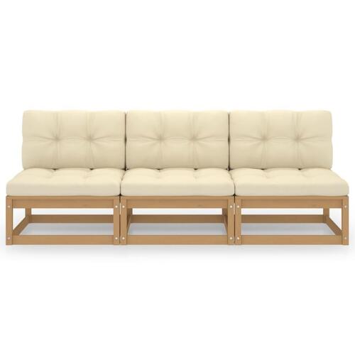 3-personers sofa med hynder massivt fyrretræ